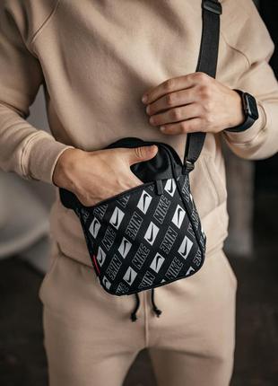 Барстека nike, мужская сумка через плечо, текстильная барсетка на три отделения, брендовая сумка5 фото