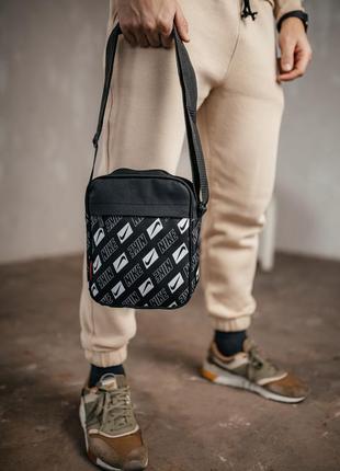 Барстека nike, мужская сумка через плечо, текстильная барсетка на три отделения, брендовая сумка7 фото
