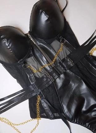 Боди с замком цепь белье