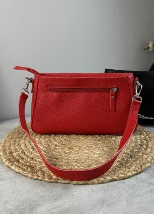 Женская кожаная сумочка, стильная сумка из натуральной кожи, маленькая красная сумка на плече6 фото