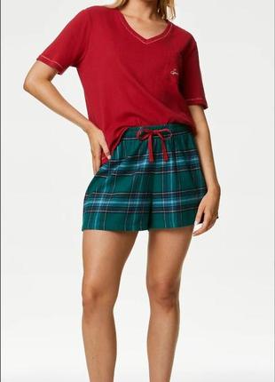 Шорты в клетку пояс широкая резинка. marks spencer