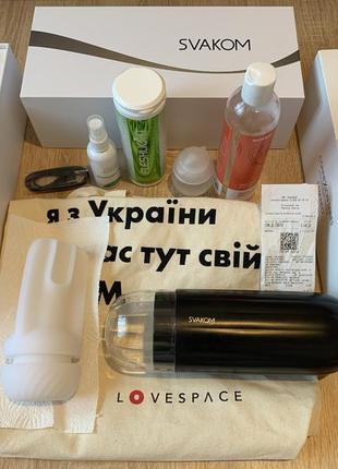 Інтерактивний мастурбатор svakom sam neo + лубрикант satisfyer + пудра fleshlight