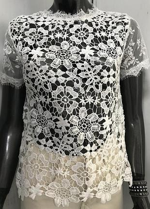 Белая и черная кружевная  кофточка, италия 🇮🇹