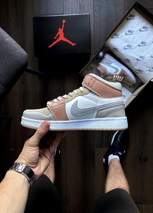 Nike air jordan 1 mid beige white6 фото