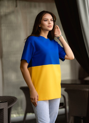 Жовто-синя футболка, жіноча, патріотична футболка прапор україни