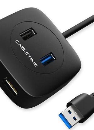 Концентратор usb cabletime 4-ports, usb3.0 + usb2.0 + micro b з живленням (cb43b)