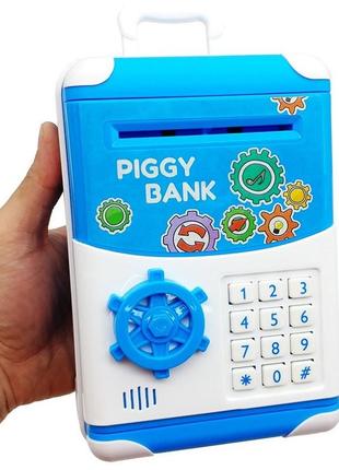 Копилка сейф детская piggy bank чемодан на колесах