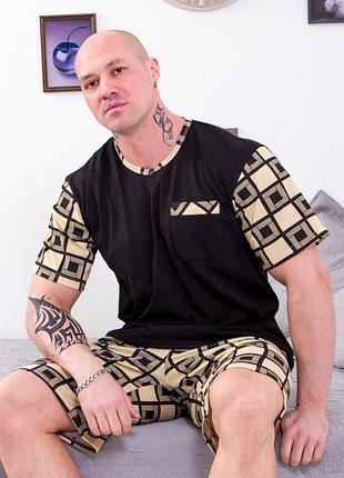 Легка піжама бавовняна чоловіча, комплект костюм домашній чоловічий шорти і футболка4 фото