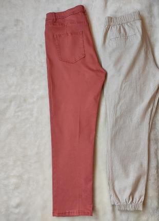 Красные розовые плотные джинсы прямые широкие супер стрейч батал большого размера высокая талия8 фото