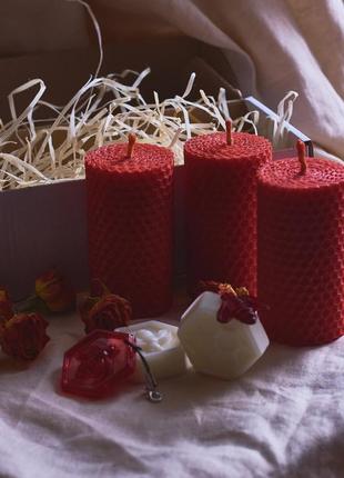 Великодні пасхальні свічки святковий пасхальний великий еко набір  свічок до пасхи 4 шт з вощиниа4 фото