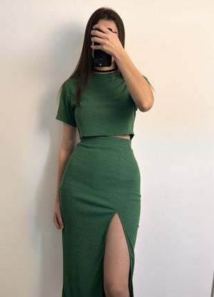 Костюм прямая женская юбка миди разрез длинный облегающий карандаш длинная укороченный...