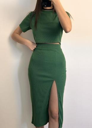 Костюм прямая женская юбка миди разрез длинный облегающий карандаш длинная укороченный...