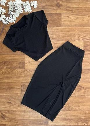 Костюм прямая женская юбка миди разрез длинный облегающий карандаш длинная укороченный...