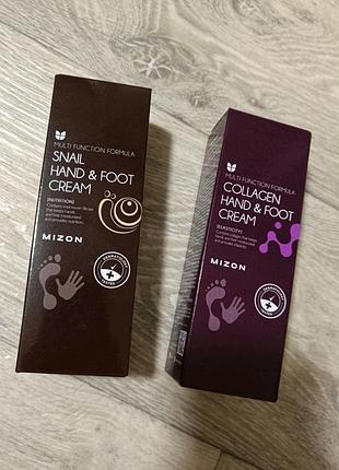 Крем mizon для рук і ніг з равликом з колагеном корейська косметика
