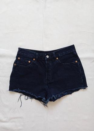 Шорти джинсові жіночі levis котонові бавовна шорты женские темно сині короткі s m джинс