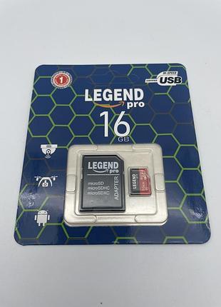Картка пам'яті micro legend pro 16 gb class 10 (c адаптером)