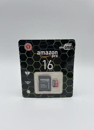 Картка пам'яті micro amazon pro 16 gb class 10 (з адаптером)