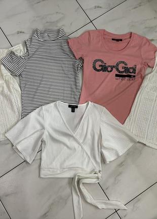 Женские брендовые топы футболки кофточки xs (36) в состоянии новых