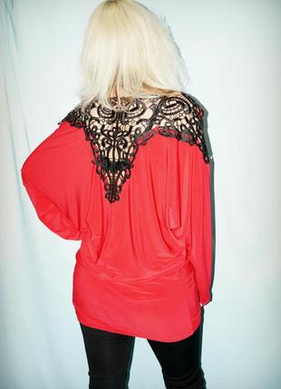 Туніка мереживо спинка червона електрик, 62