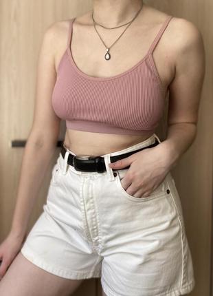 Пудровый розовый бесшовный короткий топ-лиф в рубчик primark