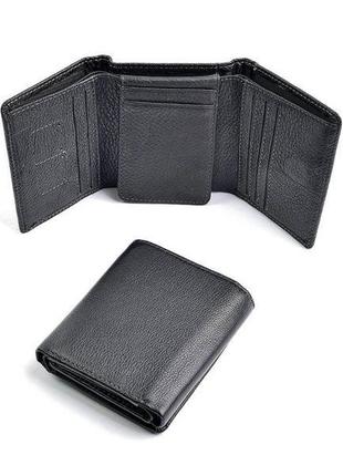 Мужской кошелек из мягкой натуральной кожи 618-a черный3 фото