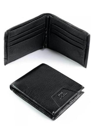 Мужской кошелек из мягкой натуральной кожи md555-19 черный1 фото