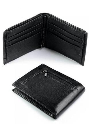 Мужской кошелек из мягкой натуральной кожи md555-19 черный2 фото