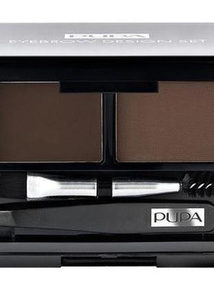 Набір для брів pupa eyebrow design set 03 dark brown, 1.1 г1 фото