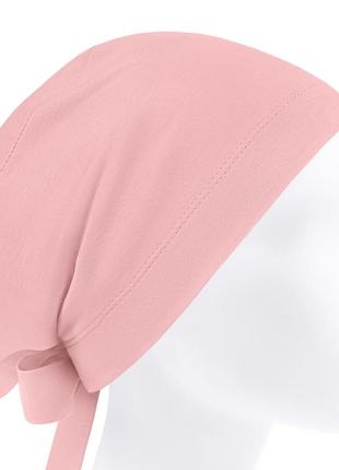 Медична шапочка шапка жіноча тканинна бавовняна багаторазова колір пудра1 фото