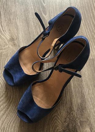 Босоніжки bagett сандалі сині 39 туфлі на підборах, оригінал не зара massimo dutti mango