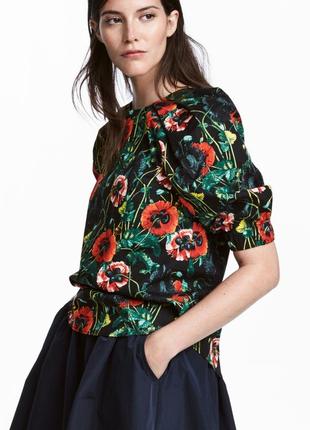 Яркая блуза с маками от h&m