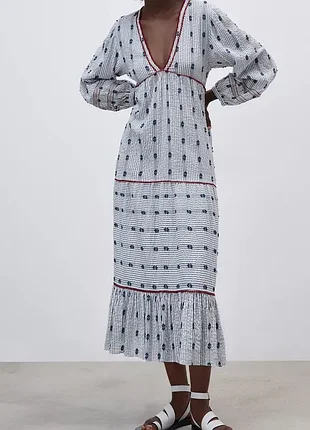 Сукня  zara із натурального матеріалу у смужку2 фото