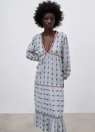 Сукня  zara із натурального матеріалу у смужку3 фото