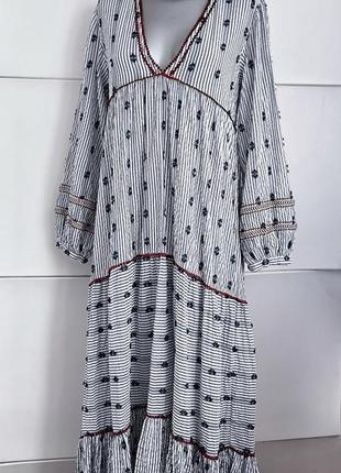 Сукня  zara із натурального матеріалу у смужку8 фото