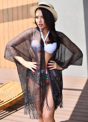 Черная пляжная туника с м л хл 2хл 3хл 4хл