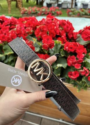 Жіночий шкіряний класичний базовий ремінь в стилі mk michael kors1 фото