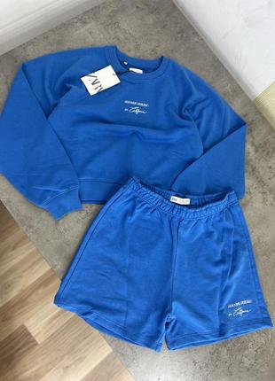 Шикарный спортивный костюм zara свитшот + шорты