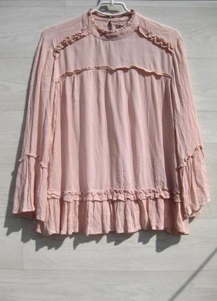 Розовая блуза с рюшами в стиле прованс pieces accessorise
