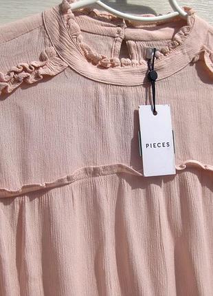 Розовая блуза с рюшами в стиле прованс pieces accessorise