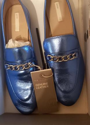 Новые шикарные туфли-макасины, все кожа размер 39 бренд h&m.