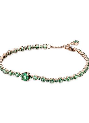 Серебряный браслет браслеты пандора pandora 580044c01 блестящее зеленое паве тенниска серебро розовое золото проба ale met новое с биркой и пломбой