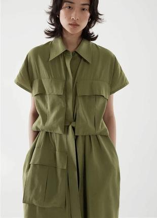 Нова.сукня сорочка cos belted utility dress khaki оригінал. зі свіжих колекцій  size eur 44