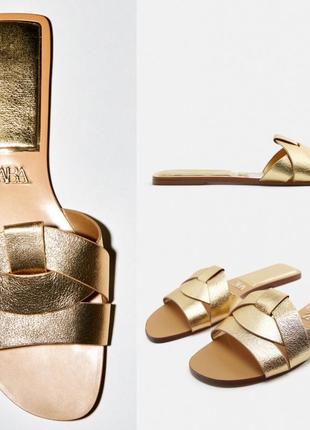 ✅в наличии✅кожаные шлепанцы zara☑️