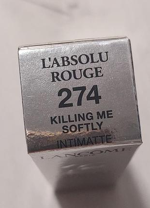Помада для губ lancome l'absolu rouge intimatte 274 killing me softly. об'єм 3.4 g.3 фото