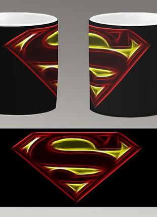 Чашка біла керамічна "супермен логотип" superman — logo aurora