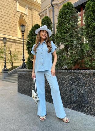 Брючный костюм женский летний на лето деловой базовый легкий нарядный ...