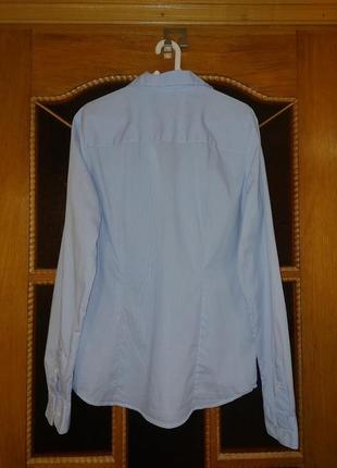 Голубая рубашка в полоску3 фото