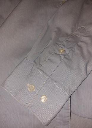 Голубая рубашка в полоску7 фото