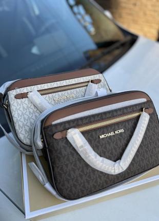 Сумка кросс-боди michael kors в цветах! натуральная кожа/ брендовое полотно