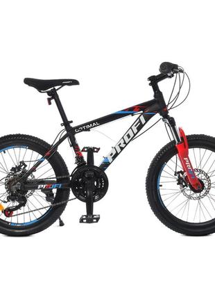 Велосипед 20 д. g20optimal a20.3 алюм.рама 12,5", shimano 21sp, алюм. db, fw tz500, чорно-червоний.